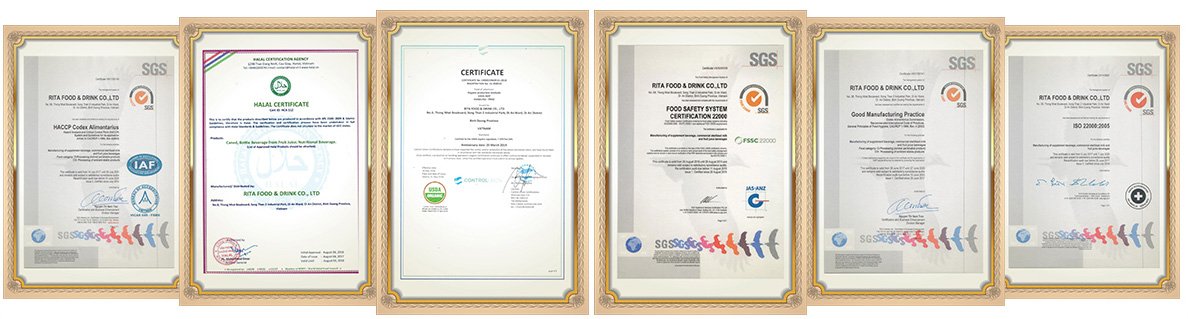 Certificate : ISO, HALAL , FDA, Organic...